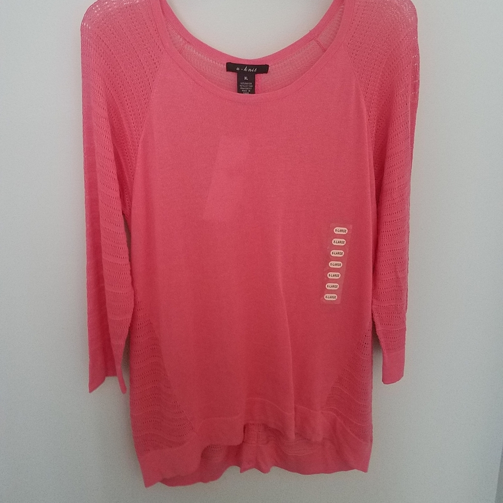 U-knit Hi Low Sweater Coral‎ Size XL (runs small)